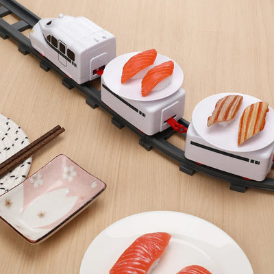 Electric Rotary Sushi Train Toy Track Role Playing Conveyor Set - Battery Operated_8