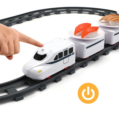 Electric Rotary Sushi Train Toy Track Role Playing Conveyor Set - Battery Operated_0