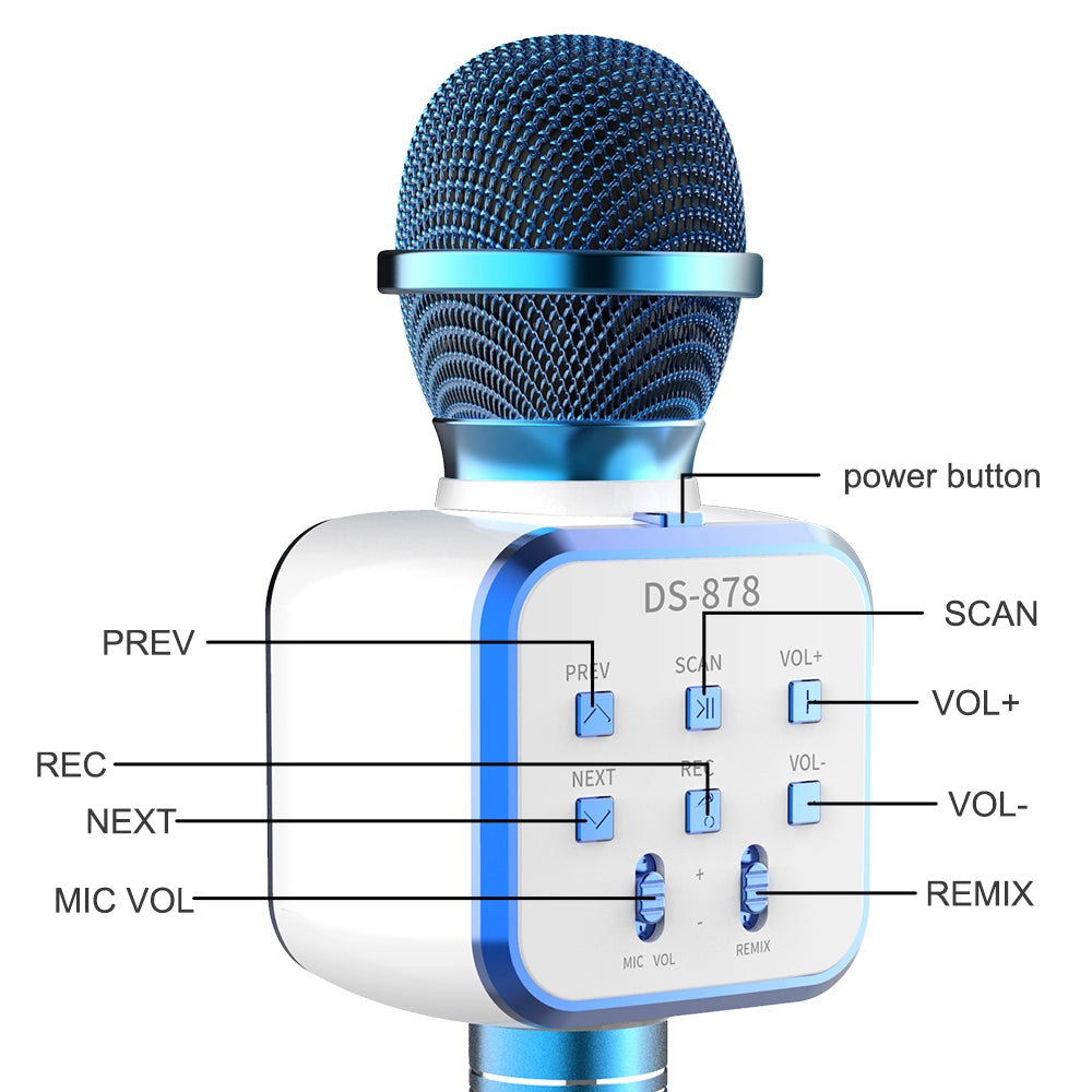 Wireless Karaoke Microphone with Built-in Speaker - USB Rechargeable