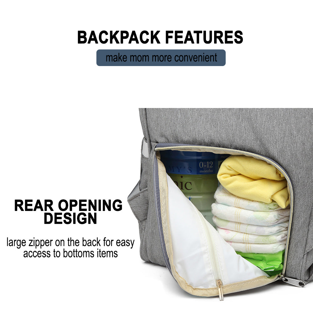 Large Capacity Maternity Travel Nappy Backpack with USB Charging Port