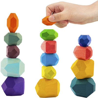 Rainbow Colored Balancing Stone Building Blocks for Kids_18