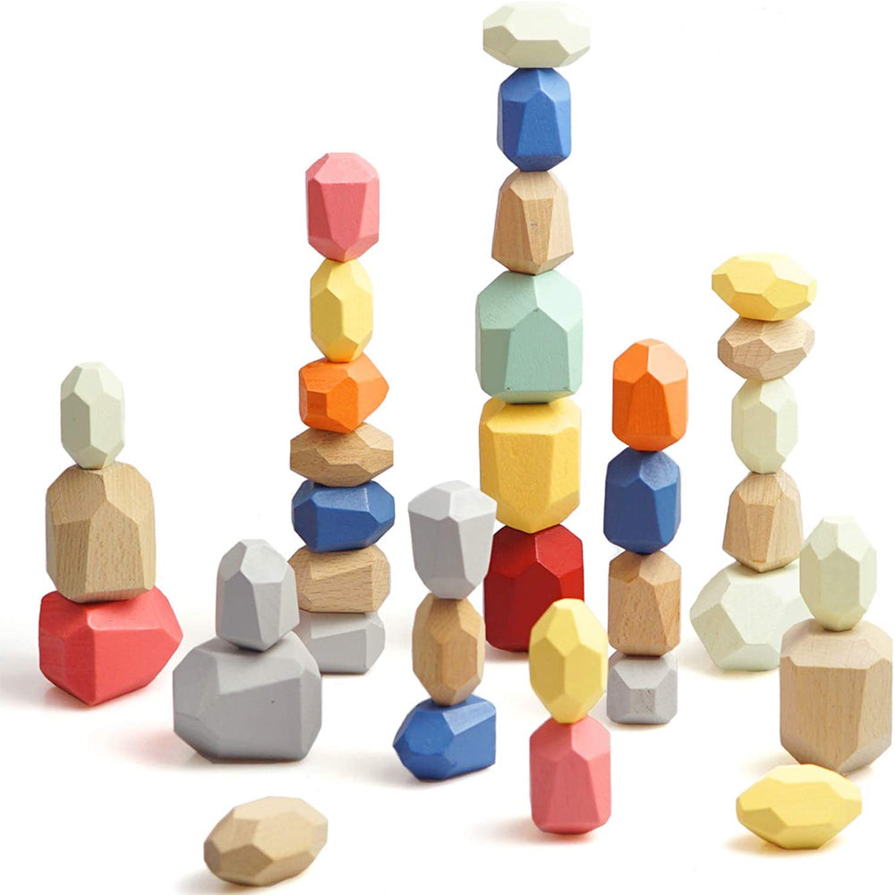 Rainbow Colored Balancing Stone Building Blocks for Kids_4