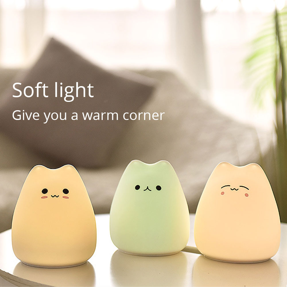 Little Kitty Silicone 7 Colour Night Light for Kids Bedroom