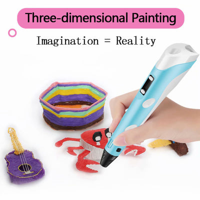 Magic 3D Printing Pen for Kids DIY Pen with LED Display and Filaments