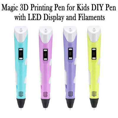 Magic 3D Printing Pen for Kids DIY Pen with LED Display and Filaments