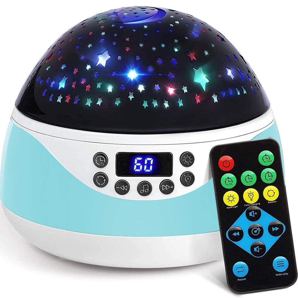 USB Plugged-in and Battery Powered Rotating Projector Night Light with Music