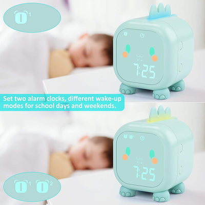 Sleep Training Digital Dinosaur Alarm Clock for Kids-USB Rechargeable