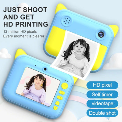 USB rechargeable Children Instant Printing Camera 1080P 2.4 inch screen