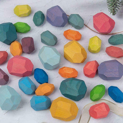 Rainbow Colored Balancing Stone Building Blocks for Kids_14