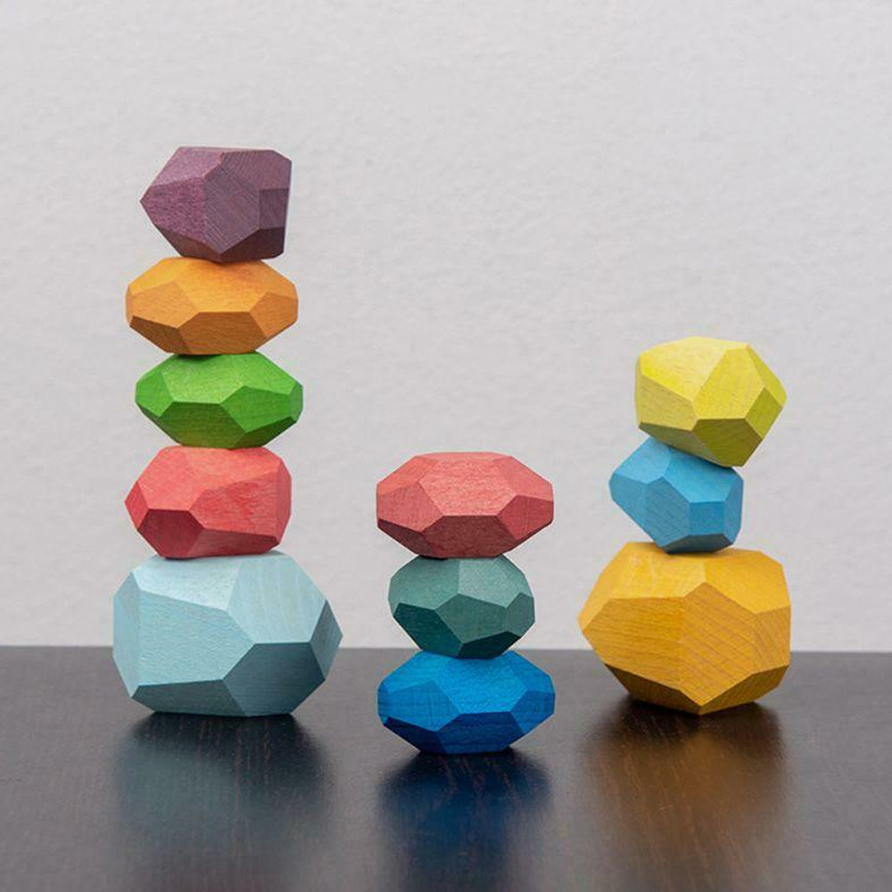 Rainbow Colored Balancing Stone Building Blocks for Kids_15