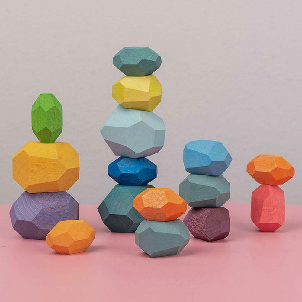 Rainbow Colored Balancing Stone Building Blocks for Kids_16