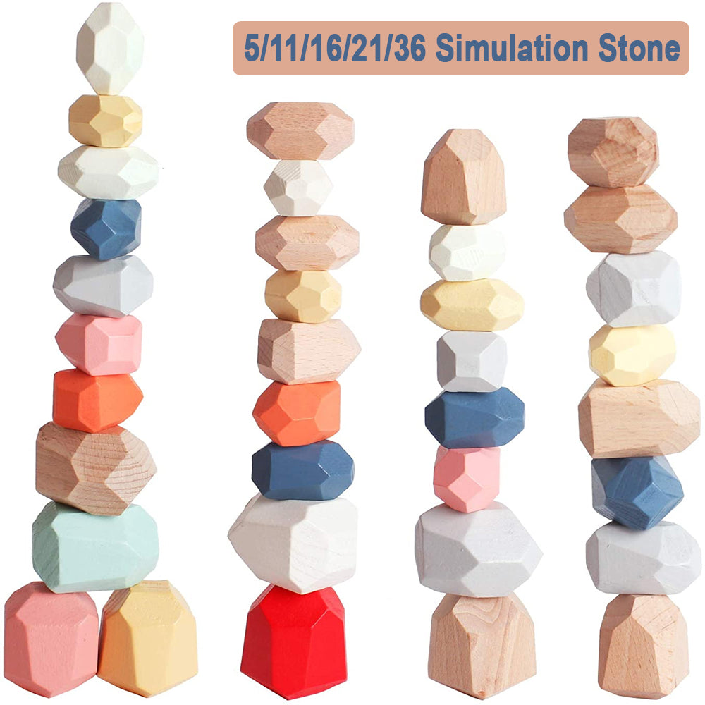Rainbow Colored Balancing Stone Building Blocks for Kids_3