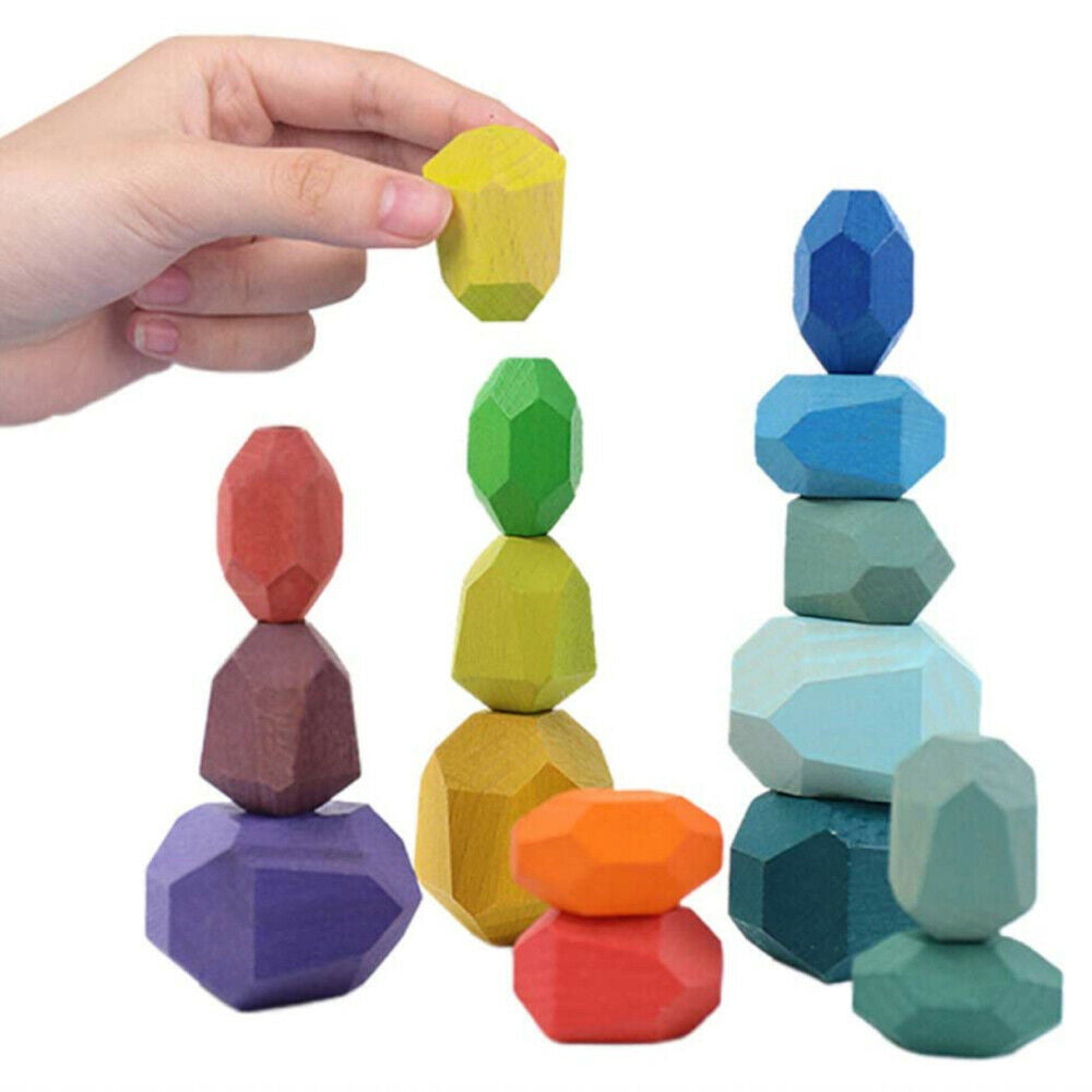 Rainbow Colored Balancing Stone Building Blocks for Kids_8