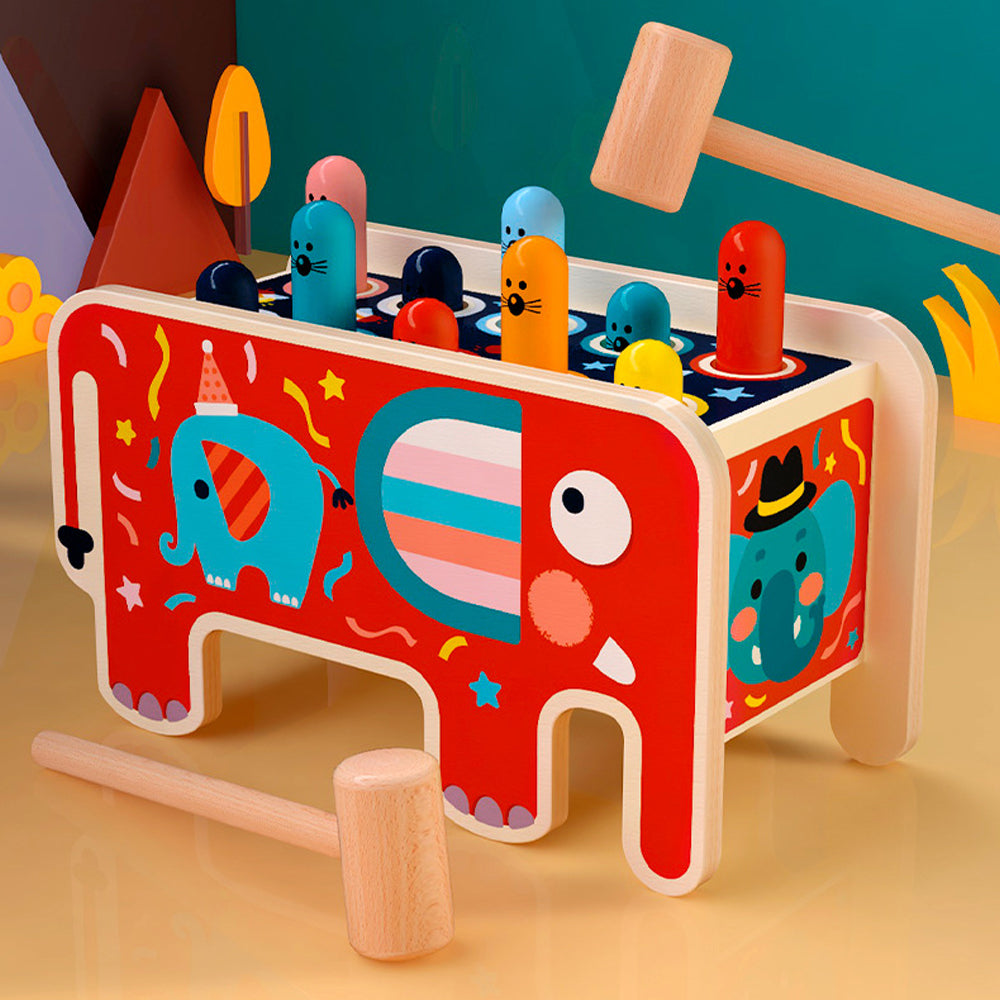 Wooden Cartoon Whack-a-Mole Percussion Toy for Kids_3