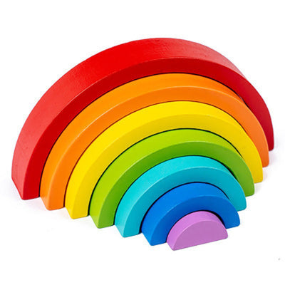 Wooden Rainbow Stacker Nesting Puzzle Blocks -Educational Toy_9
