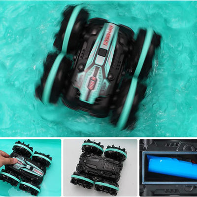 2.4GHz Dual RC Amphibious Stunt Car & Watch Gesture Sensor RC Boat Toy - USB Rechargeable_2
