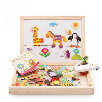 Wooden Educational Magnetic Double Sided Drawing Board For Kids Puzzle Toy_10
