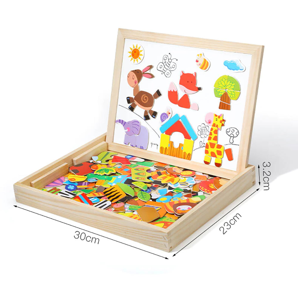 Wooden Educational Magnetic Double Sided Drawing Board For Kids Puzzle Toy_12