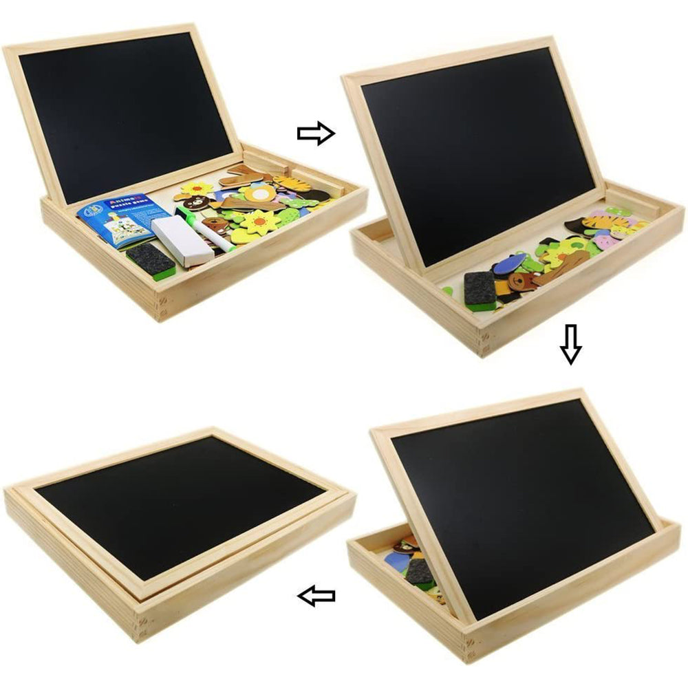 Wooden Educational Magnetic Double Sided Drawing Board For Kids Puzzle Toy_2