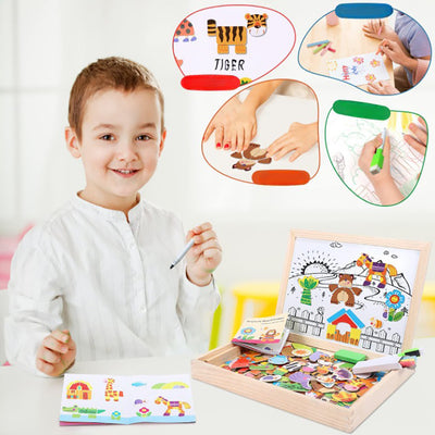 Wooden Educational Magnetic Double Sided Drawing Board For Kids Puzzle Toy_6