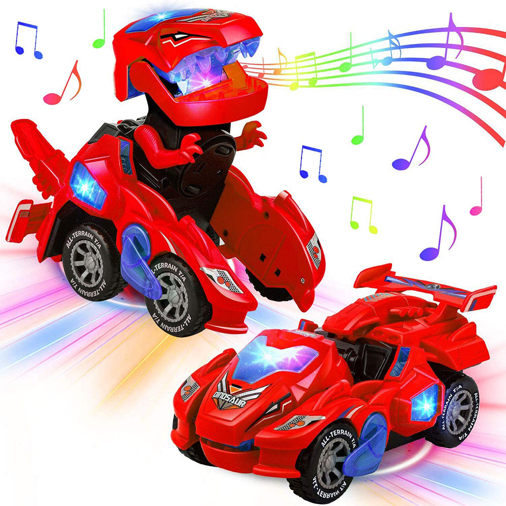 2 IN 1 Automatic Transforming Dinosaur Toy Car with LED Light and Music- Battery Operated_0