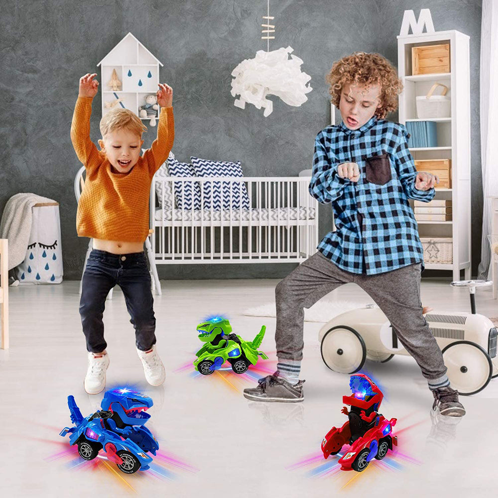 2 IN 1 Automatic Transforming Dinosaur Toy Car with LED Light and Music- Battery Operated_5