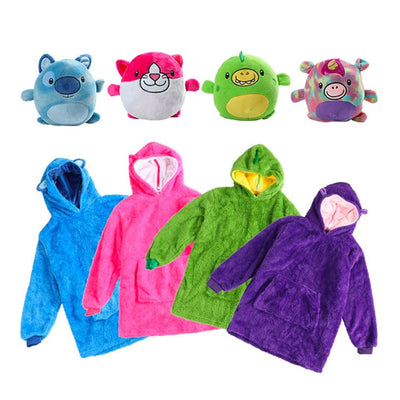 Soft Warm and Comfortable Hooded Blanket Kid’s Plush Hoodie_1