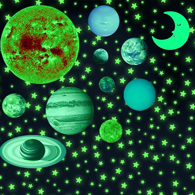 525 Pcs Luminous Solar System Glow in the Dark Wall Ceiling Stickers_8