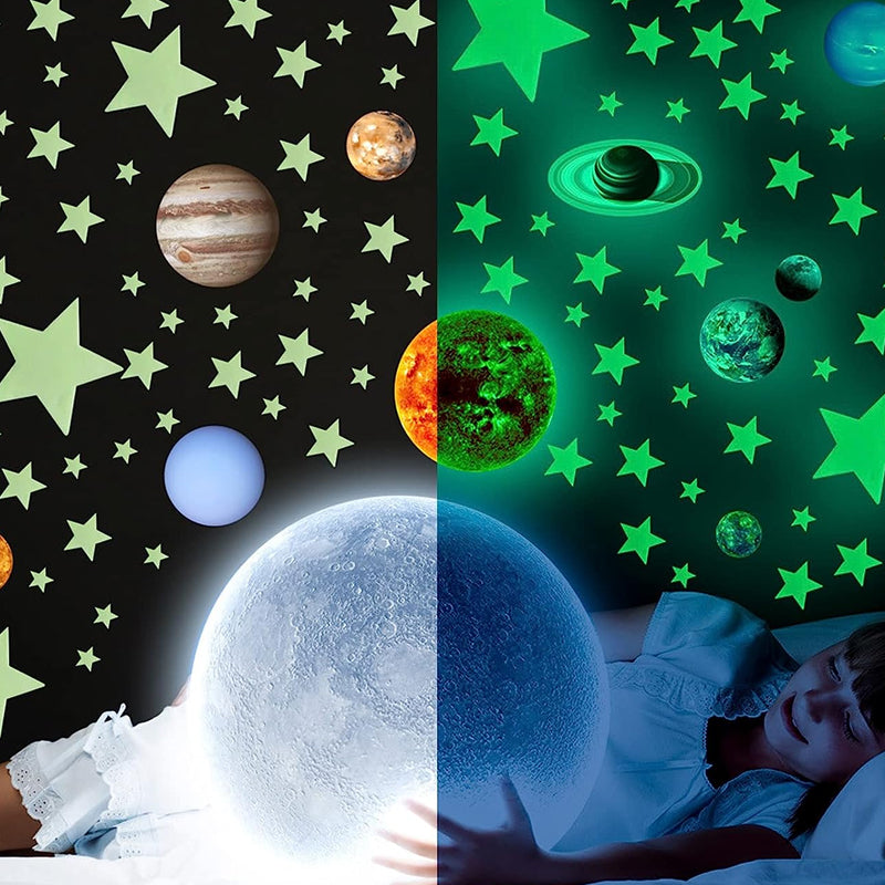 525 Pcs Luminous Solar System Glow in the Dark Wall Ceiling Stickers_9