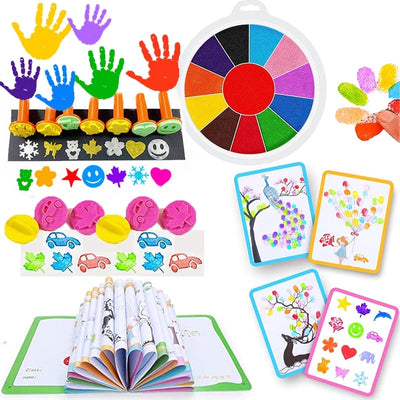 Colourful Finger Painting Ink Pad , Stamps and Book Set