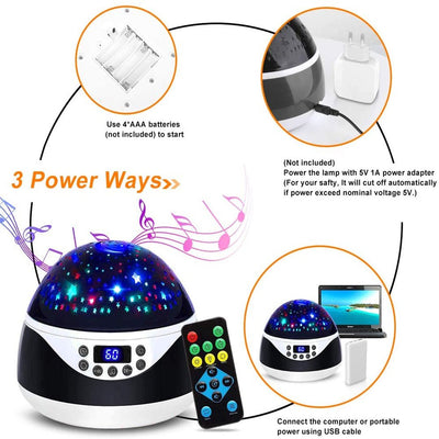 Rotating Projector Night Light with Music for Children's Bedroom - Kiddie Cutie Store